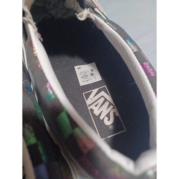 VANS Old Skool Rainbow Iridescent Checkerboard Canvas Slip On Shoes Sz 3 - Picture 8 of 10